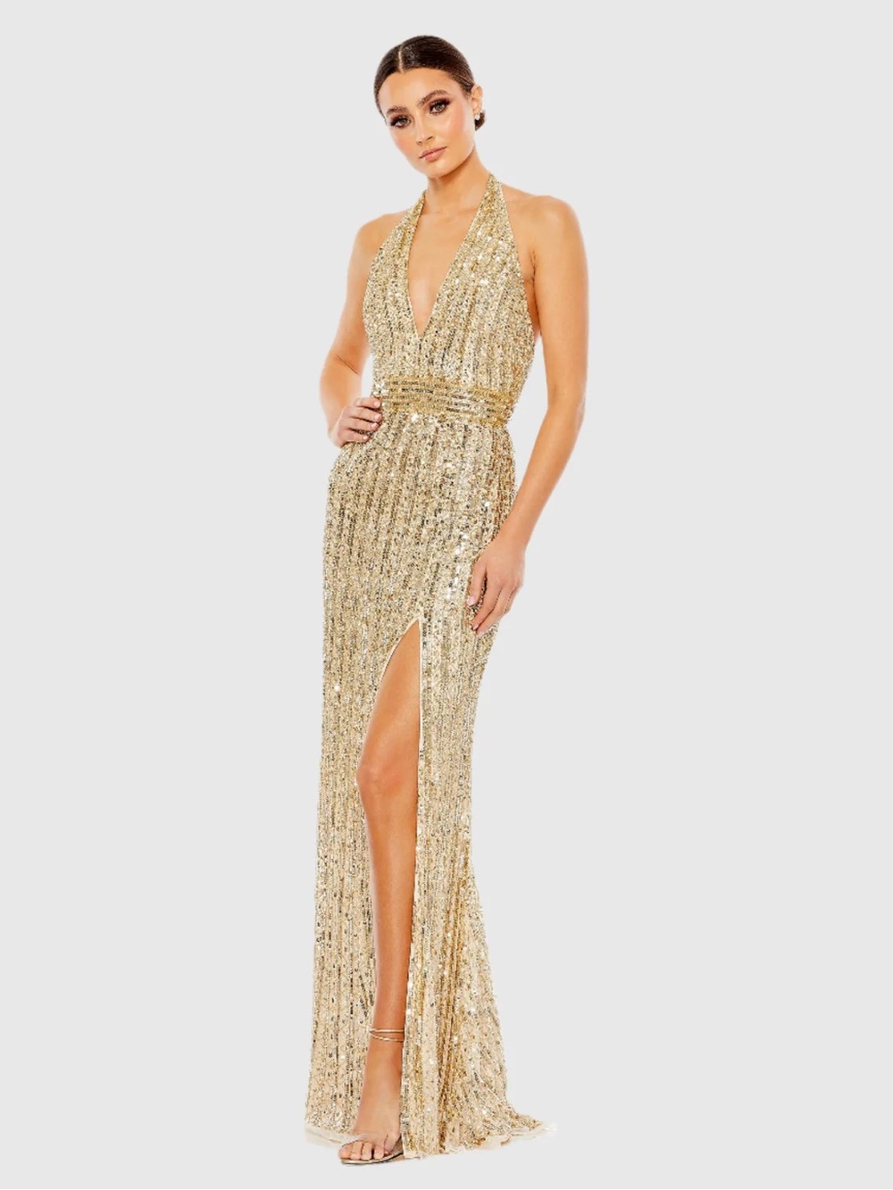 Mac Duggal Sequin Halter Gown